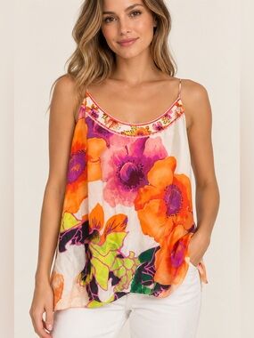 CAMILLA Australia 100% Silk Floral Cami Tank Top
